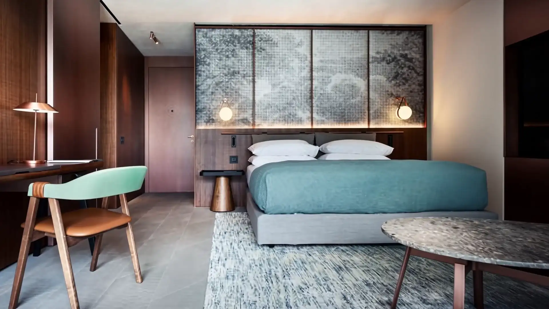Suite interior with integrated millwork